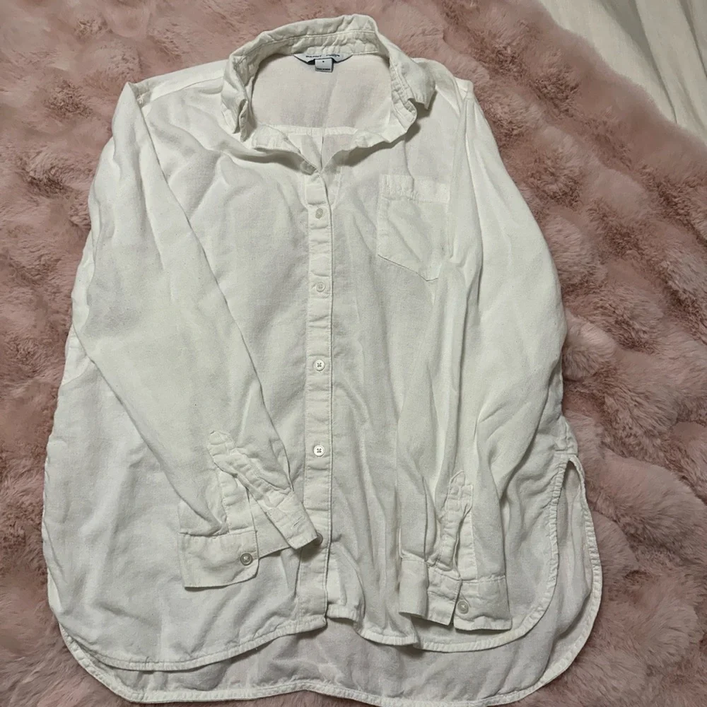 Old Navy Linen Off White Button-Down Shirt - Picture 1 of 3
